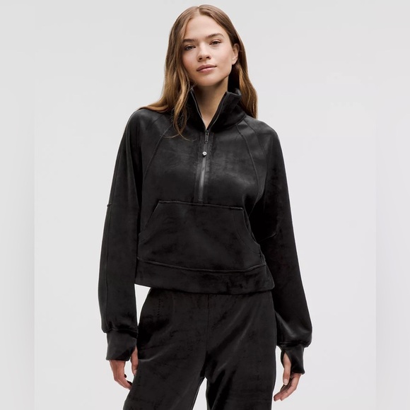 Scuba Oversized Funnel-Neck Half Zip Velvet‎ Size M/L - Picture 1 of 7